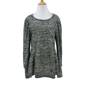Status by Chenault Space Dye Top Womens M Medium Puff Sleeves Flare Sweater